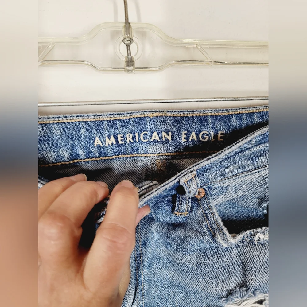 American Eagle Mom Straight Leg Patchwork Jeans, Size 4
